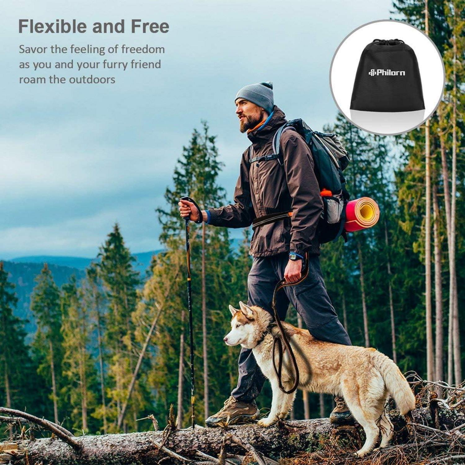 PHILORN Freihandleine Hundeleine mit Gürteltasche & Reflektoren