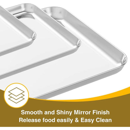 Wildone Backblech 3 Pfannen Edelstahl-Set 16 /12 /9 Zoll