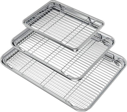Backblech mit Gitter-Set, Edelstahl-Backform, ungiftig & langlebig