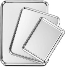 Edelstahl Backblech Set 3er - 22,9/30,5/40,6 cm