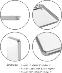 Edelstahl Backblech Set 3-teilig 22,9/30,5/40,6 cm robust