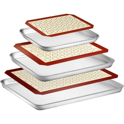 Wildone Backblech mit Silikonmatte, 6er Set