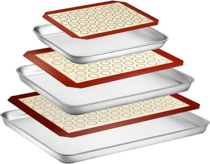 Backblech mit Silikonmatte Set 6er Set Edelstahl ungiftig