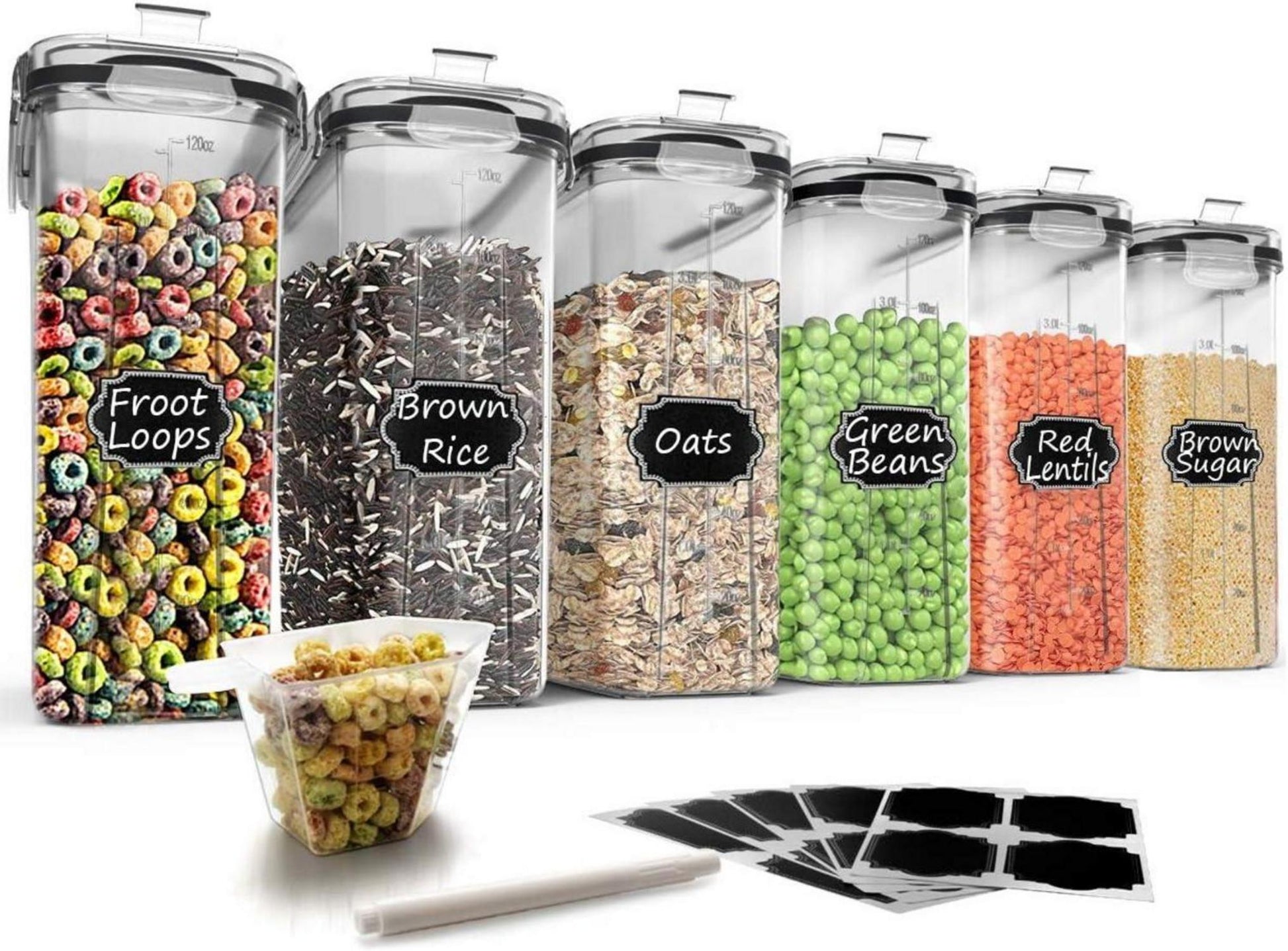 Luftdichte Müsli-Behälter-Set, 6 große Frischhaltedosen, BPA-frei