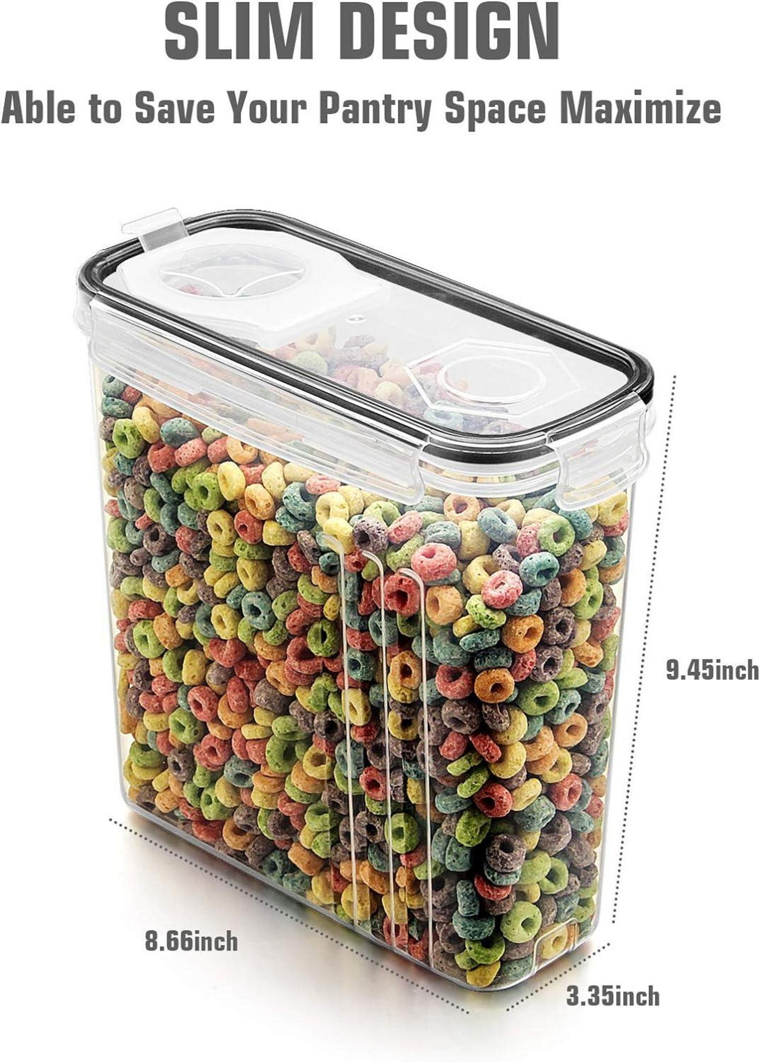 Wildone Müsli-Behälter-Set 6-teilig luftdichte Frischhaltedosen 4L BPA-frei Black Transparent