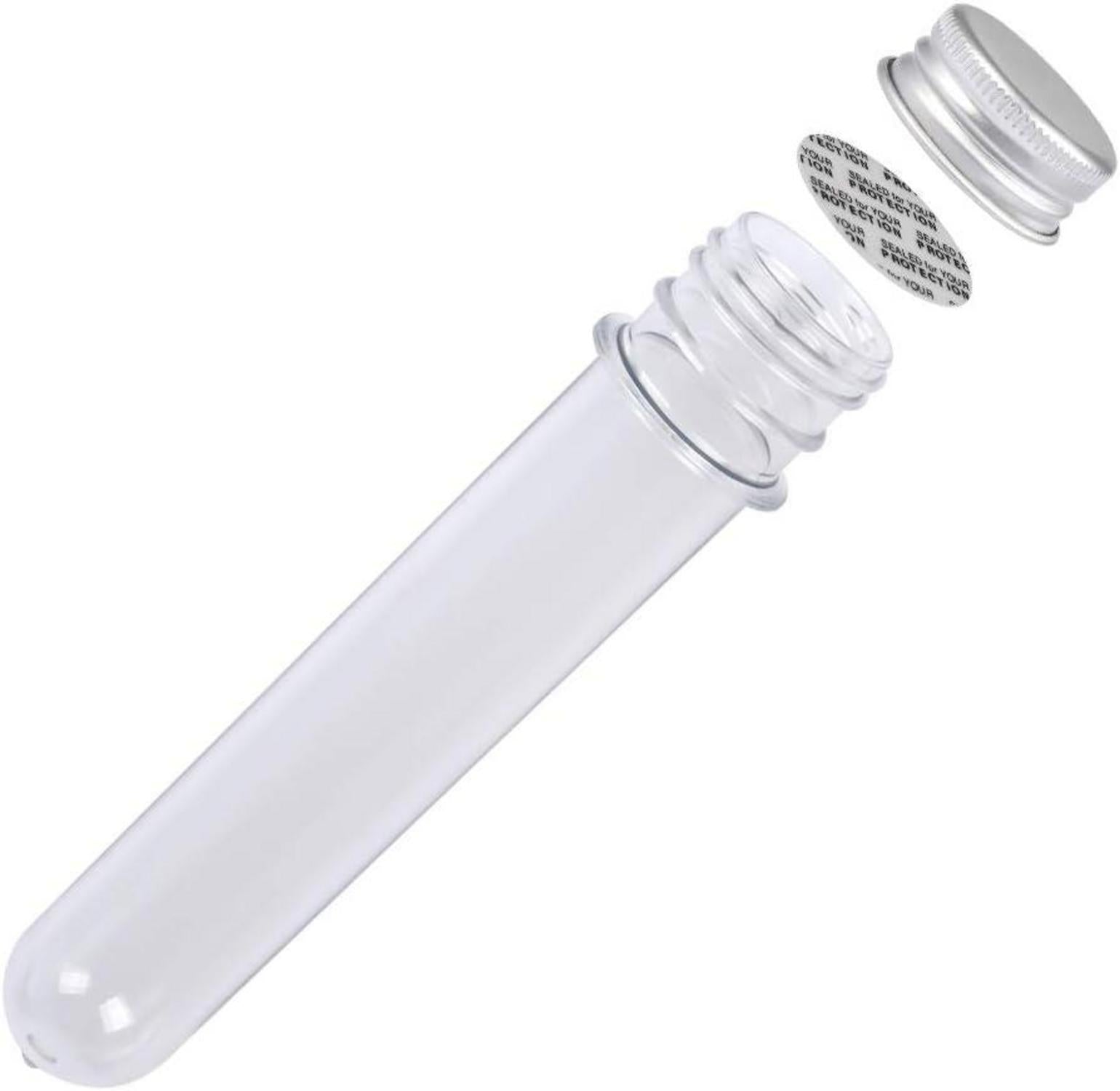 BUYGOO Reagenzglas Kunststoff 15er Set 40ml mit Aluminium DeckelTransparent