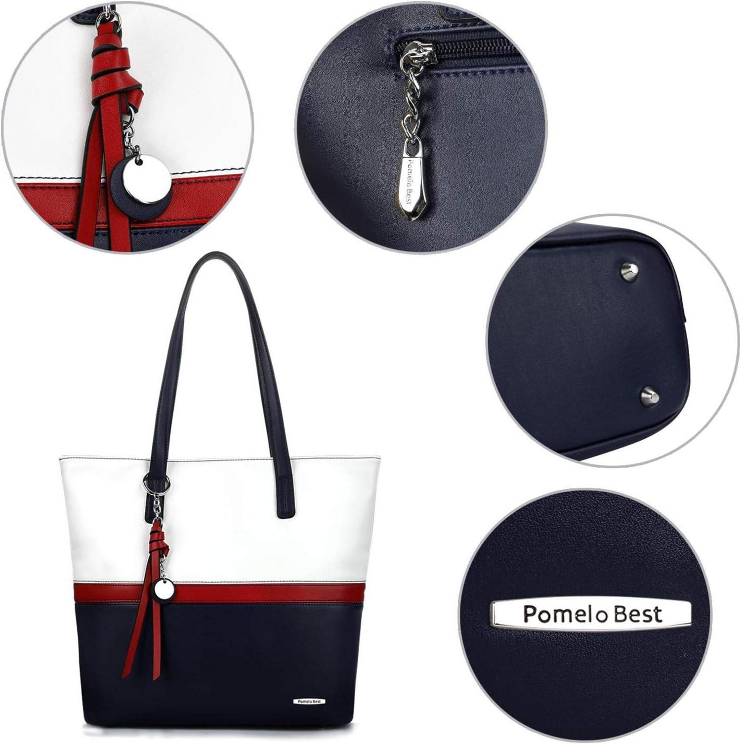 Große Damen Handtasche Shopper A4 Laptop PU Leder Patchwork