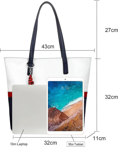 Damen Handtasche Shopper Groß Büro Schule Einkauf Patchwork-Design