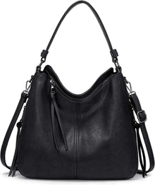 Handtasche Damen Schwarz Lederimitat Designer Umhängetasche Hobo mit