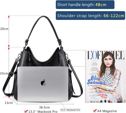 Handtasche Damen Schwarz Lederimitat Designer Umhängetasche Hobo mit