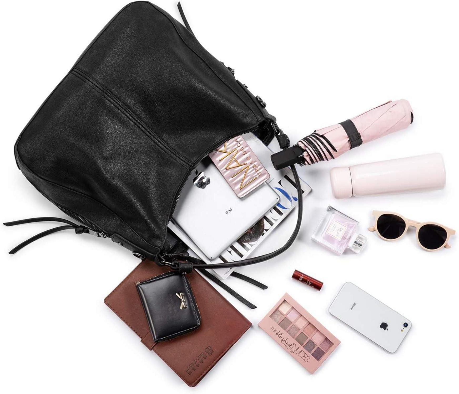 Handtasche Damen Lederimitat Umhängetasche Designer Schwarz