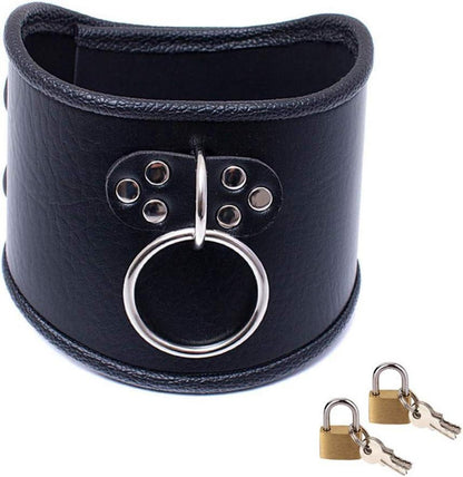 Leder Halsband O-Ring Schloss Gothic SM Choker Abschließbar
