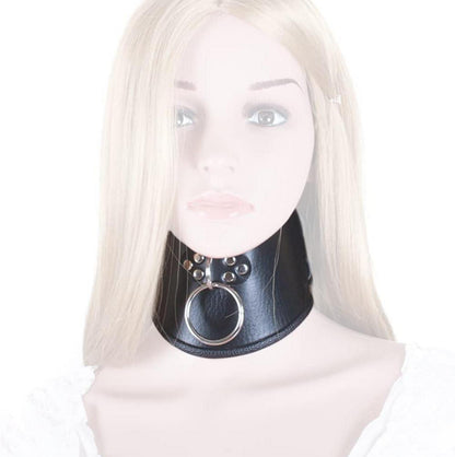 Leder Halsband Gothic SM Choker O-Ring 2 Schlösser Abschließbar