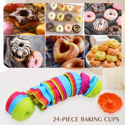 To encounter 24Pack Silicone Donut Baking Cups Nonstick Pan Muffin Mold Jello Bagel