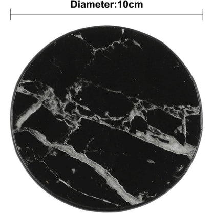 6er Set Homcomodar PU Leder Untersetzer Schwarz Marmormuster