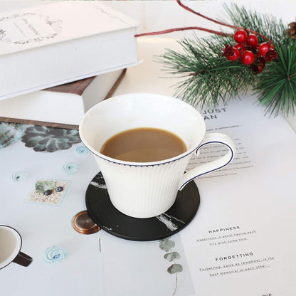 6er Set Homcomodar PU Leder Untersetzer Schwarz Marmormuster