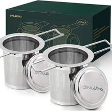 Teesieb Teefilter und Deckel 2 Stück Edelstahl Tee-Sieb für losen Tee