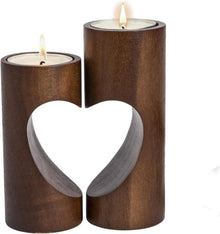 Kerzenhalter Holz Teelichthalter Set Herz Romantische Tischdeko