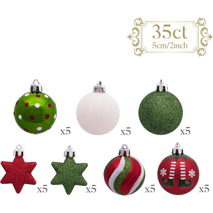 35tlg. Weihnachtskugeln Set 5cm Plastik