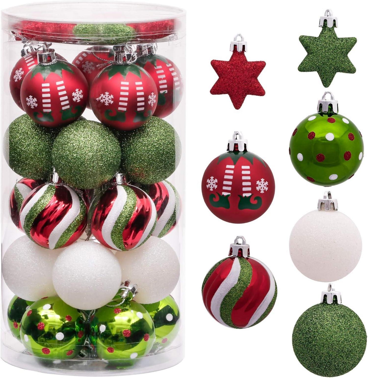 35tlg. Weihnachtskugeln Set 5cm Plastik Christbaumkugeln