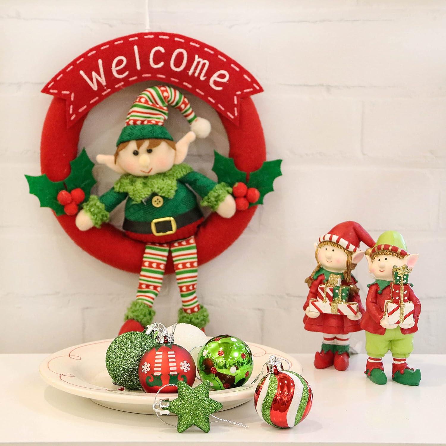35tlg. Weihnachtskugeln Set 5cm Plastik Christbaumkugeln Deko Rot Grün