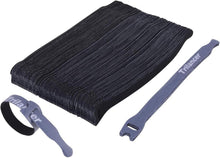 Kabelbinder Klett 20CM 50 Stück Wiederverwendbare Kabelklett Schwarz