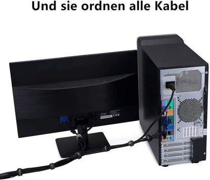 Klett Kabelbinder 20CM 50 Stück Schwarz Wiederverwendbar Stark