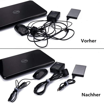 Klett Kabelbinder 20CM 50 Stück Wiederverwendbar Organisieren Schwarz