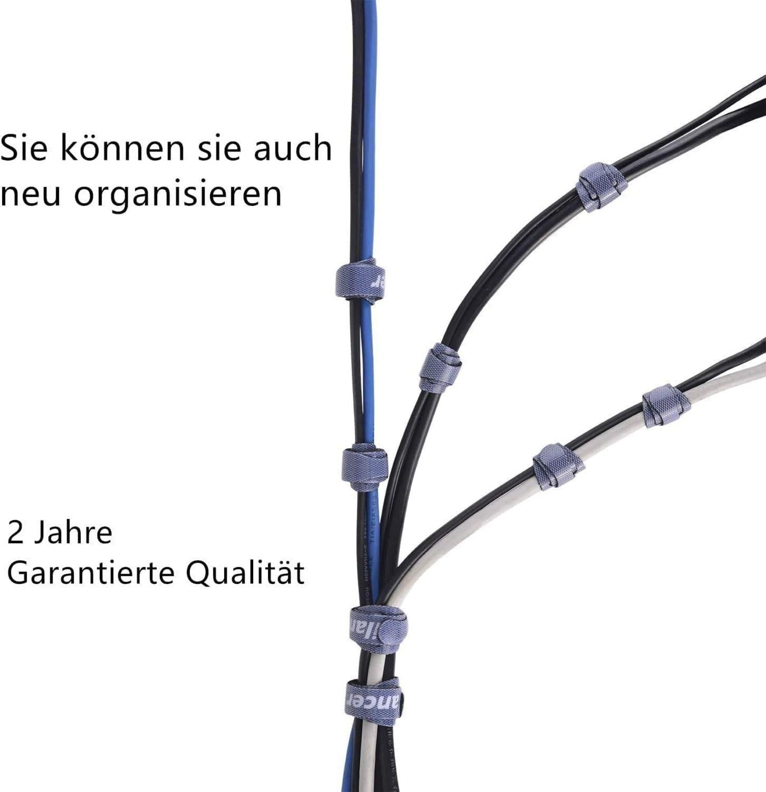 Klett-Kabelbinder 20CM 50 Stück wiederverwendbar Schwarz