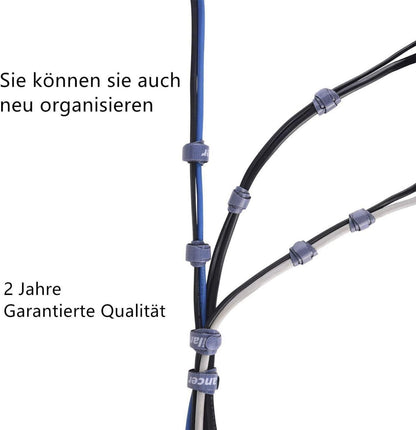 Klett-Kabelbinder 20CM 50 Stück wiederverwendbar Schwarz