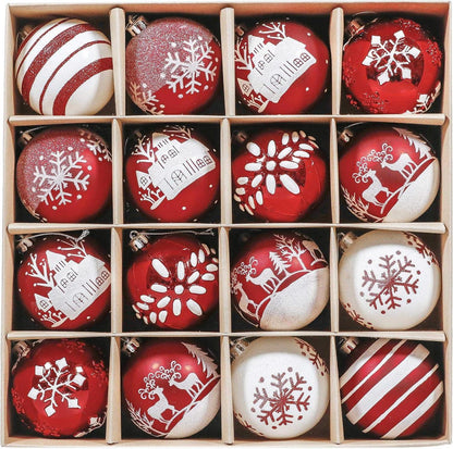 16er Set Christbaumkugeln Weihnachtsdeko Traditionelles Thema Rot