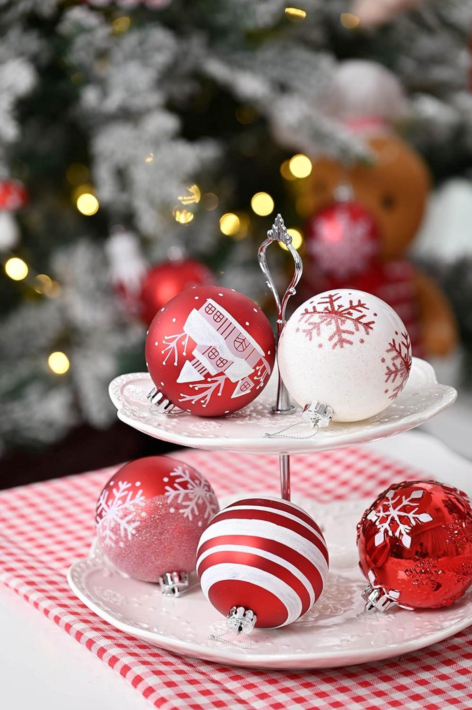 16er Set Christbaumkugeln Weihnachtsdeko Traditionelles Thema Rot