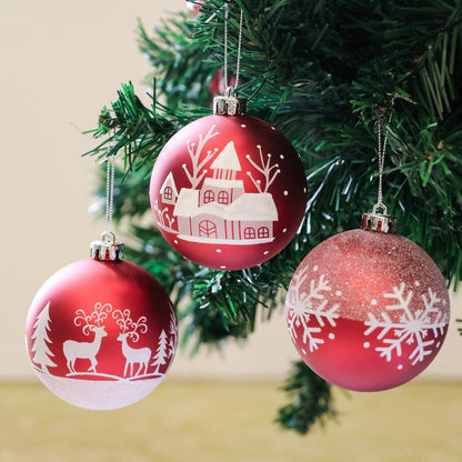 Valery Madelyn Weihnachtskugeln 16 Stücke 8CM Kunststoff Christbaumkugeln Traditionelles Rot
