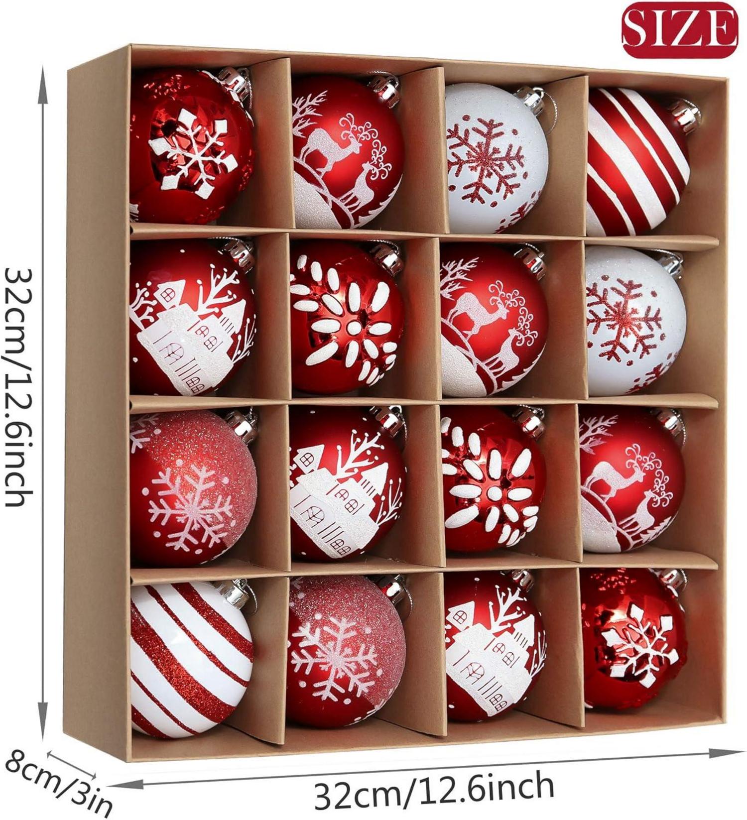 Valery Madelyn Weihnachtskugeln 16 Stücke 8CM Christbaumkugeln Rot