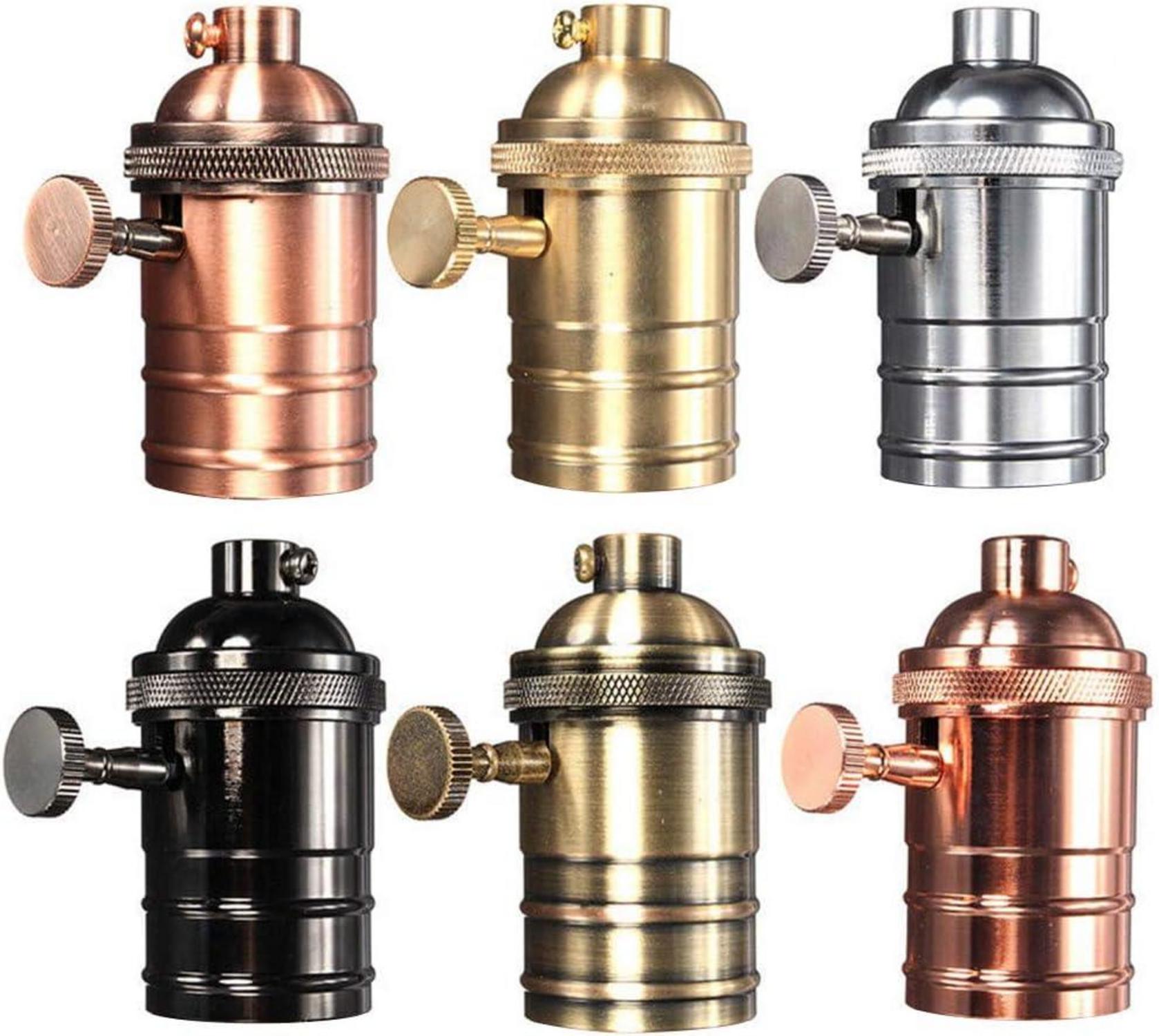 Retro Lampenfassung E26 E27 Antikes Kupfer Messing Edison mit An Aus Schalter