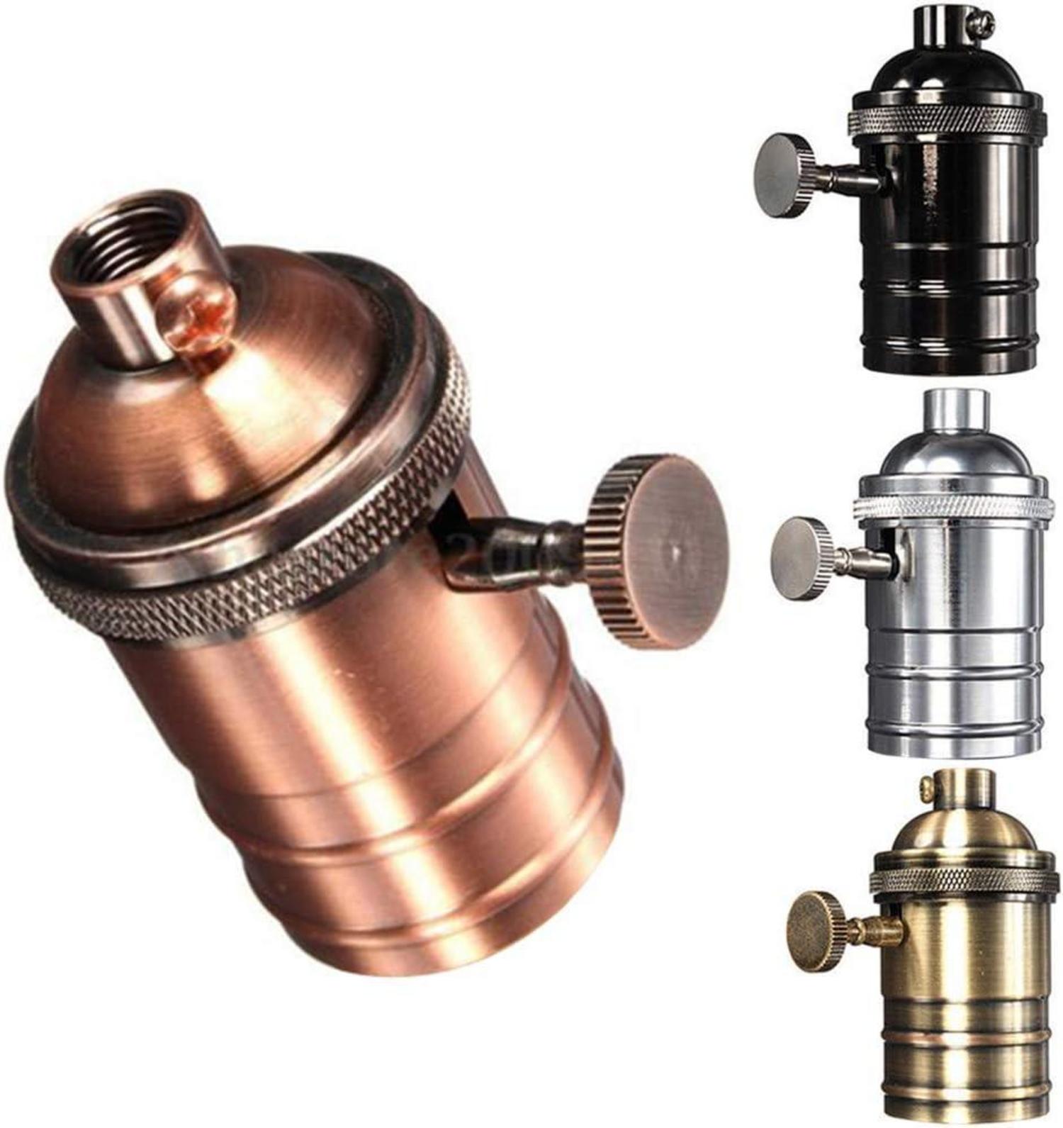 Retro-Lampenfassung E26/E27 Antikes Kupfer Messing Edison mit Schalter