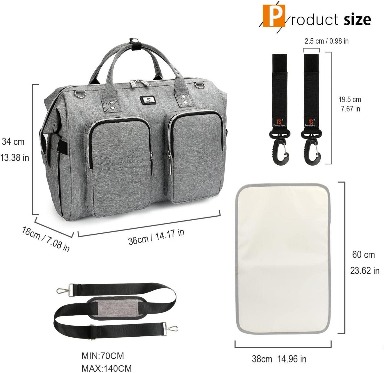 Wickeltasche mit Wickelunterlage und Kinderwagen Haken multifunktional