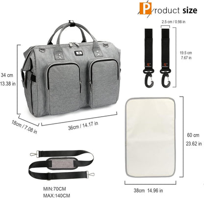 Wickeltasche mit Wickelunterlage und Kinderwagen Haken multifunktional