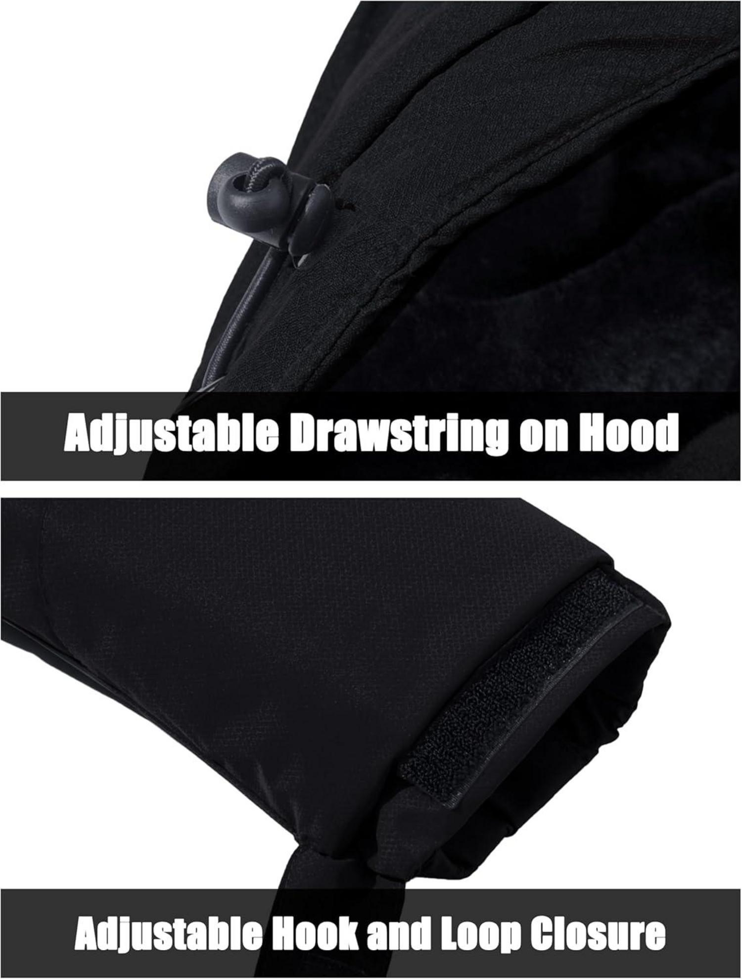 Herren Winter Skijacke Fleece Gefüttert Softshelljacke Schwarz S