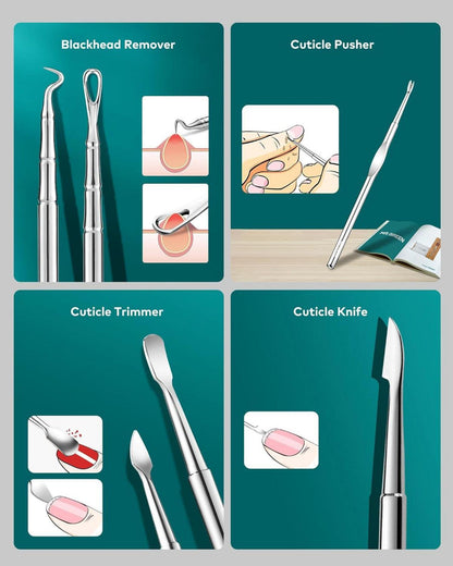 Maniküre Pediküre Set 12 in 1 Nagelknipser Prämie Edelstahl Profi Kit