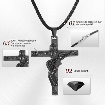 Johnny Hallyday Kreuz Halskette Edelstahl Anhänger Fan Geschenk JH