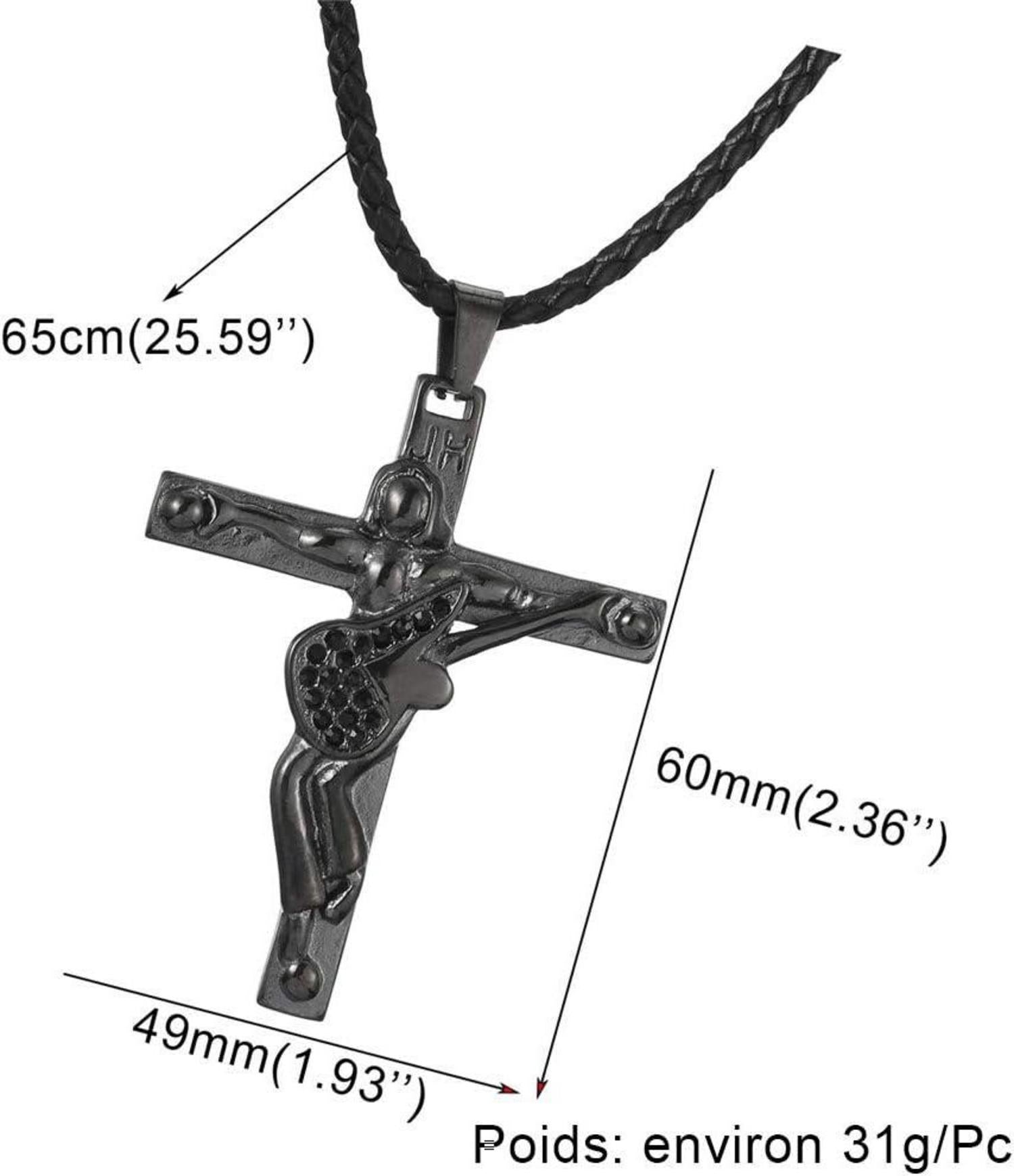 AFSTALR Johnny Hallyday Gitarrenkreuz Halskette Edelstahl Silber/Gold/Schwarz