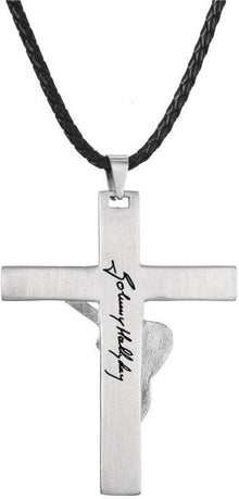 Johnny Hallyday Gitarrenkreuz Halskette Silber/Gold/Schwarz