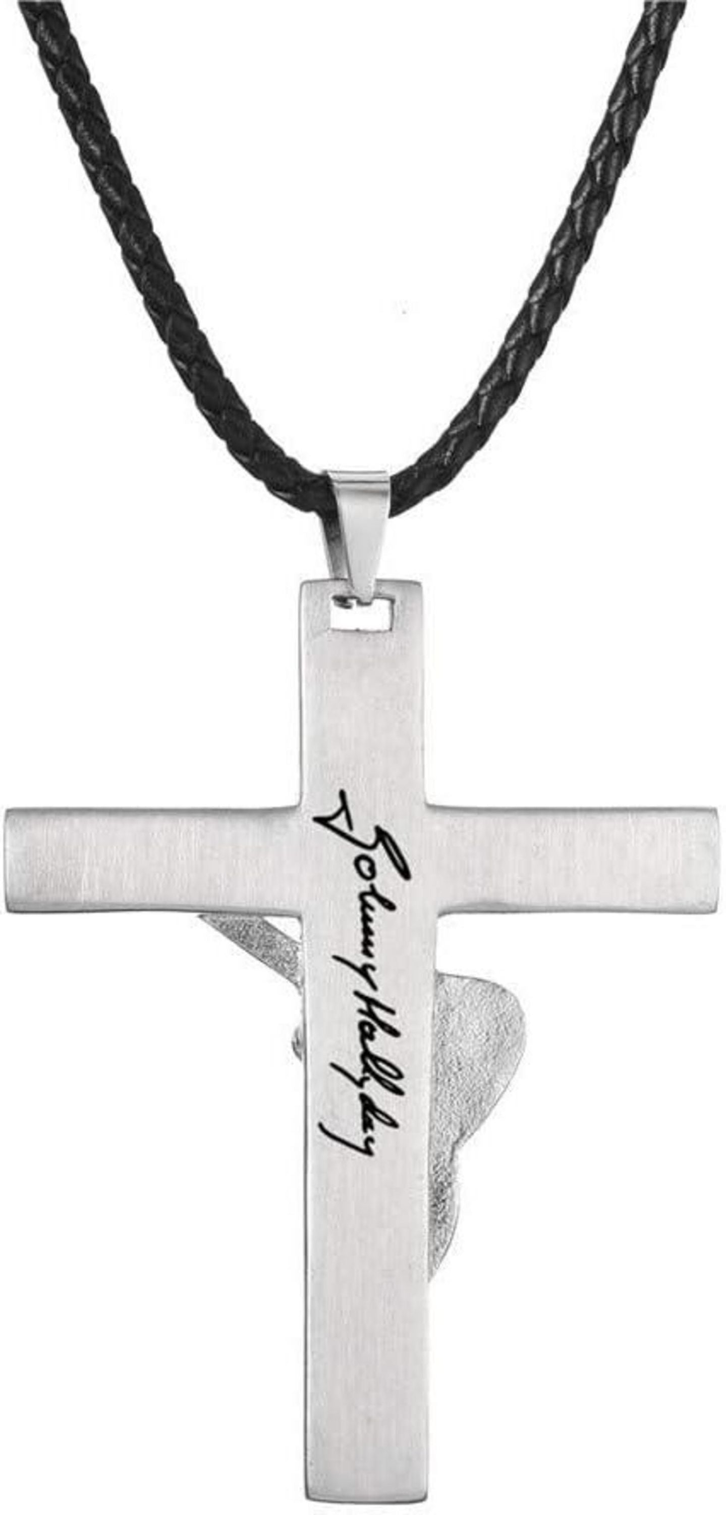 Johnny Hallyday Gitarrenkreuz Halskette Edelstahl
