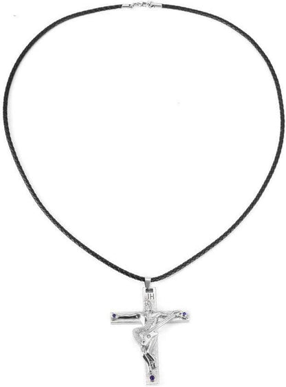 Johnny Hallyday Gitarrenkreuz Halskette Edelstahl Silber/Gold/Schwarz