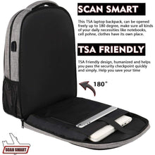 Matein Laptop Rucksack 17,3 Zoll USB Diebstahlschutz Grau