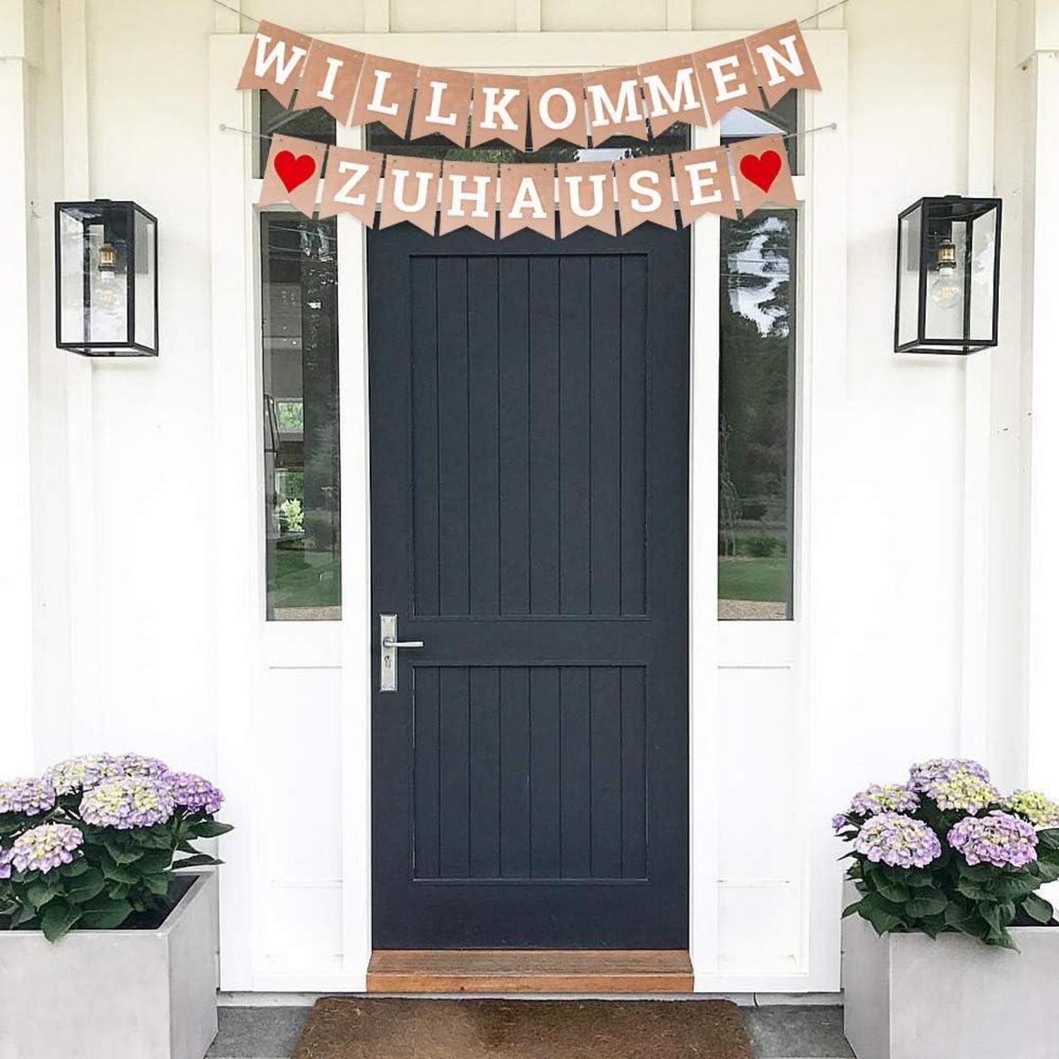 Willkommen Zuhause Banner ecoe Herzlich willkommen Girlande Braun White 19 Wimpeln 3M Jute Seil 2
