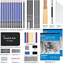 Professionelles Zeichenstifte Set, 52-teilig, für Erwachsene