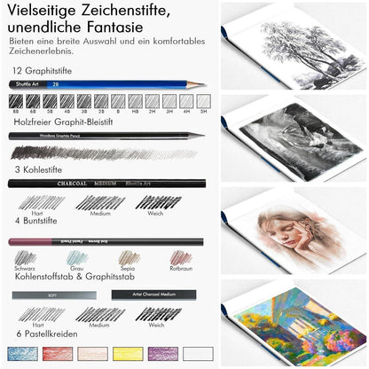 Professionelles Zeichenstifte Set, 52-teilig, für Erwachsene