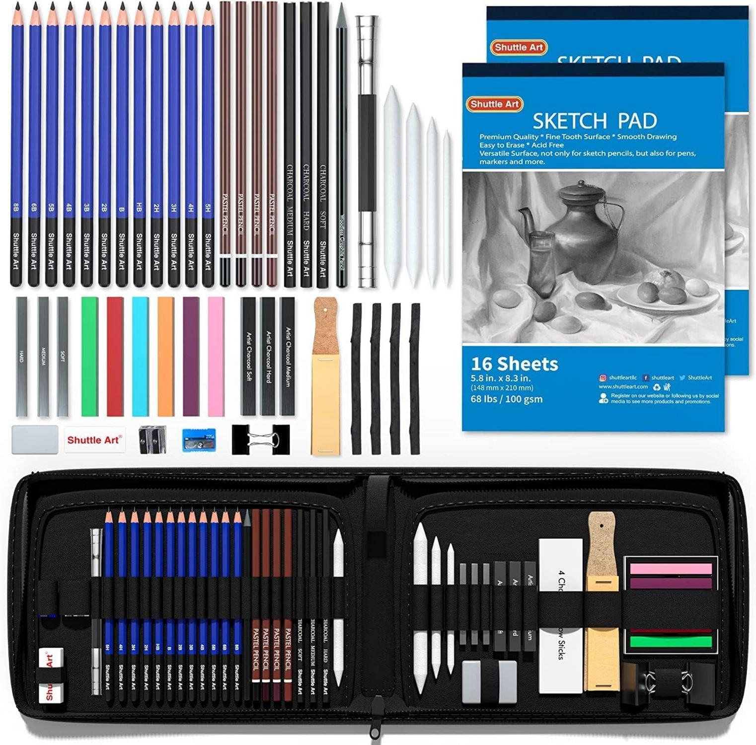52-teiliges professionelles Zeichenstifte Set mit Handtasche